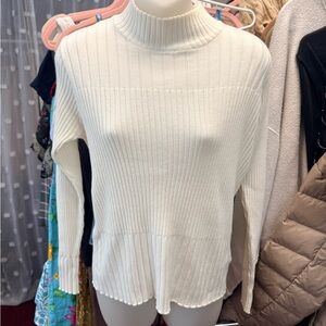 Worthington Cream Ribbed Mock Neck Sweater